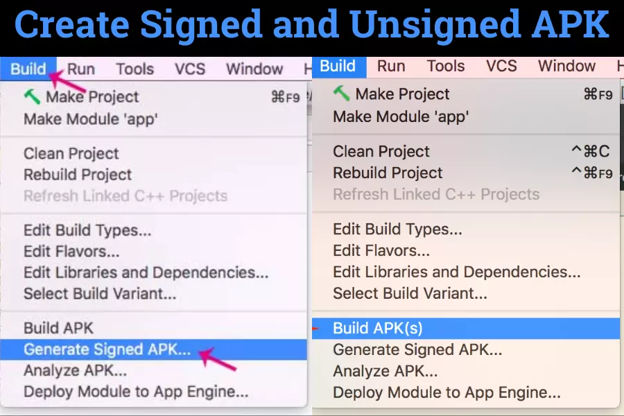 Create Signed and Unsigned APK