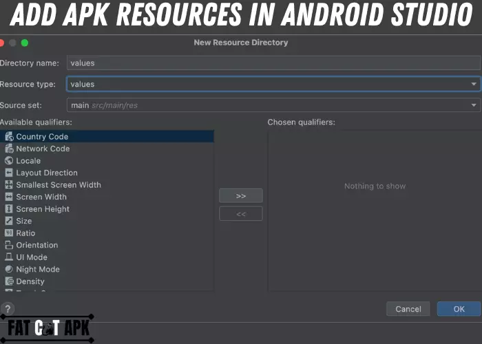 Add APK Resources in android studio
